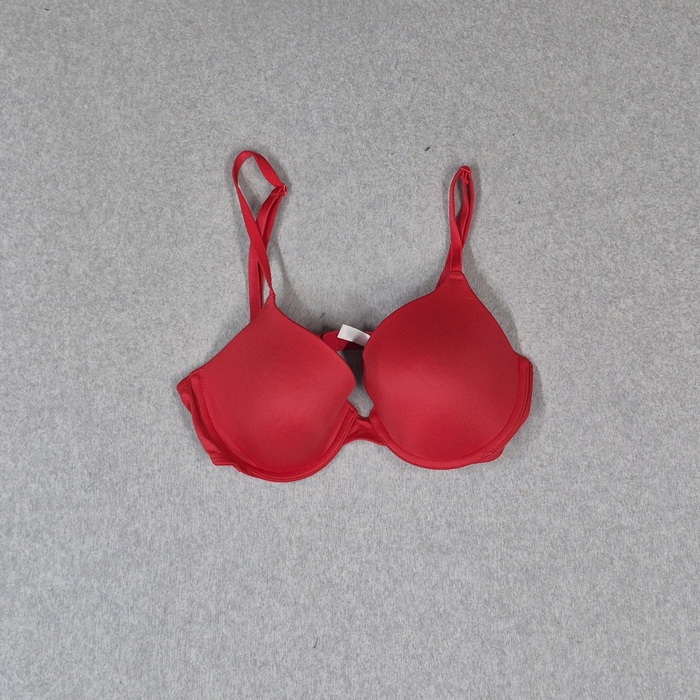Victoria's Secret PINK Women Bra 34C Red T Shirt Lightly Lined Underwired Strap